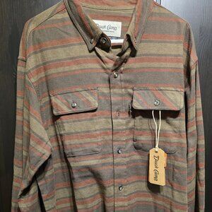 NWT Duck Camp - Camp Shirt - Olive Stripe - XL